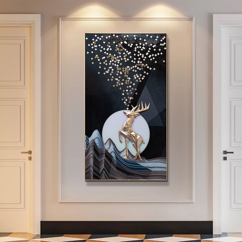 Majestic Serenity - Deer Inspired Nature Themed Vertical Framed Wall Art