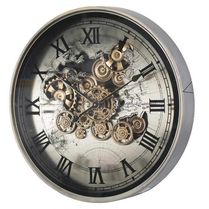 Infinity Dial Luxury Antique Wall Clock For Living Room With Moving Gear Mechanism (Steel Body)