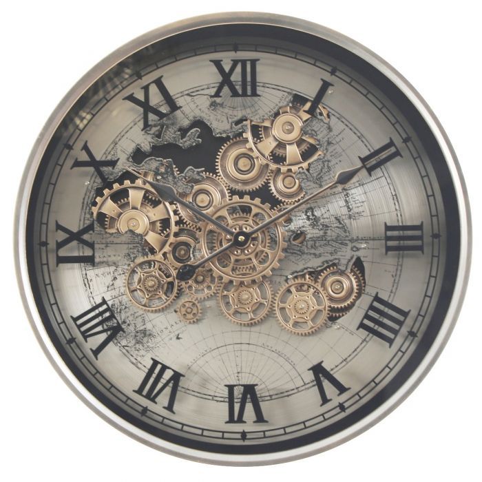 Infinity Dial Luxury Antique Wall Clock For Living Room With Moving Gear Mechanism (Steel Body)