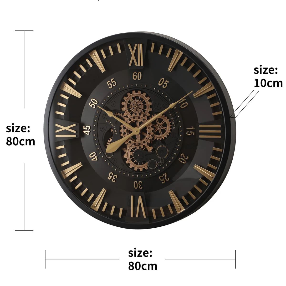 Elegant Eon Luxury Designer Watches Wall Clock Online With Moving Gear Mechanism (Steel Body)
