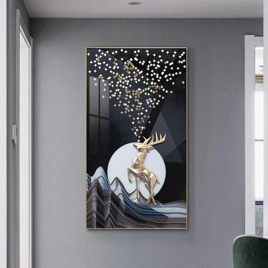 Majestic Serenity - Deer Inspired Nature Themed Vertical Framed Wall Art