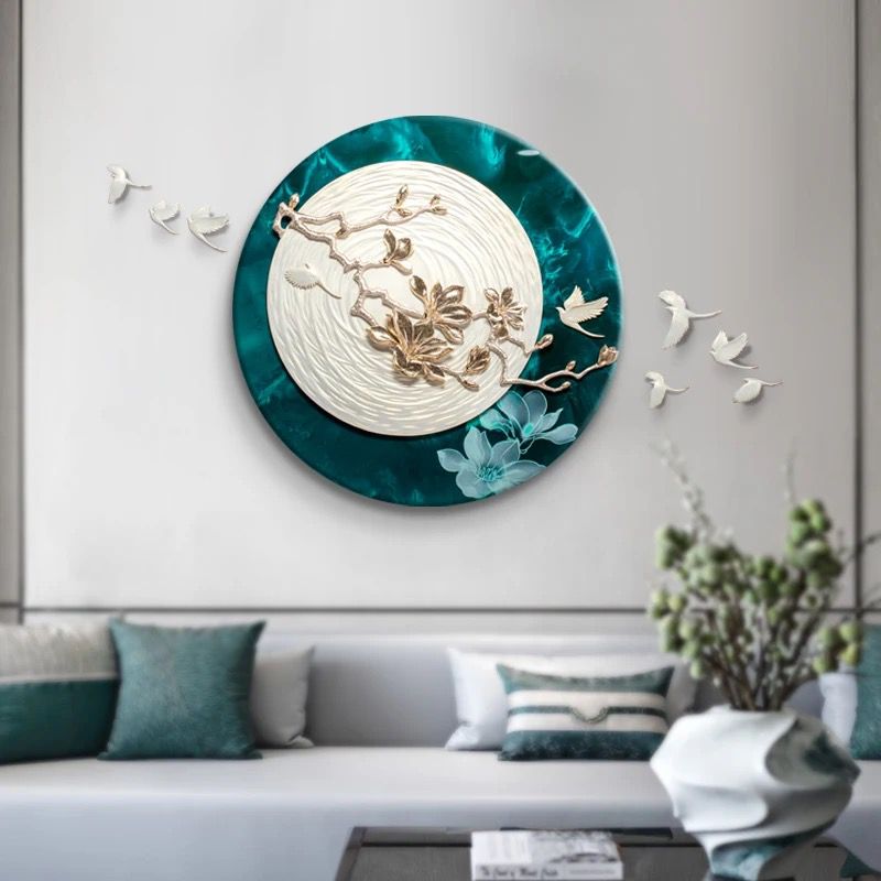 Moonlit Bloomscape - Nature Themed Floral Premium Round Wall Art