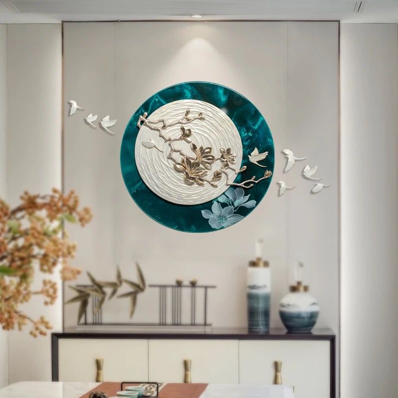 Moonlit Bloomscape - Nature Themed Floral Premium Round Wall Art